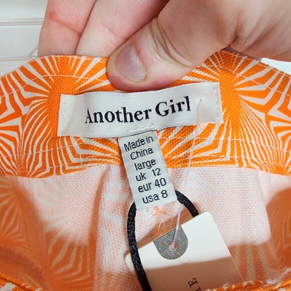 NWT Anthropologie Another Girl Disco Pants Orange White Size Large (US 8) - Picture 6 of 9